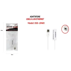 ADATTATORE USB2.0 LAN RJ45 PER CAVO ETHERNET CONNESSIONE INTERNET PC MAXTECH USB-LAN01