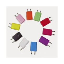 ADATTATORE USB SPINA 5V 1A CARICABATTERIA PER SMARTPHONE TABLET VARI COLORI