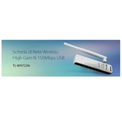 Adattatore USB Wireless N 150Mbps, Antenna Esterna 4 dBi ad alto guadagno WPS