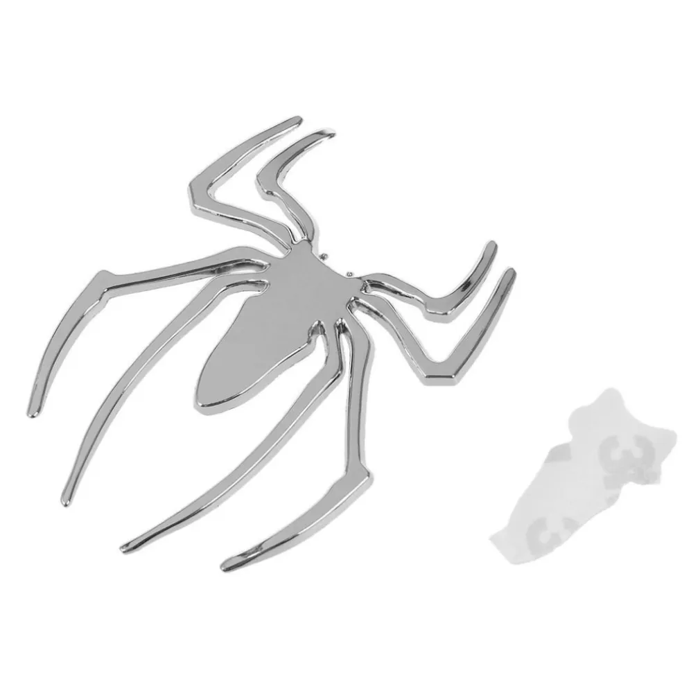ADESIVO 3D IN METALLO CROMATO PER AUTO FIGURA STEMMA RAGNO SPIDER STICKER