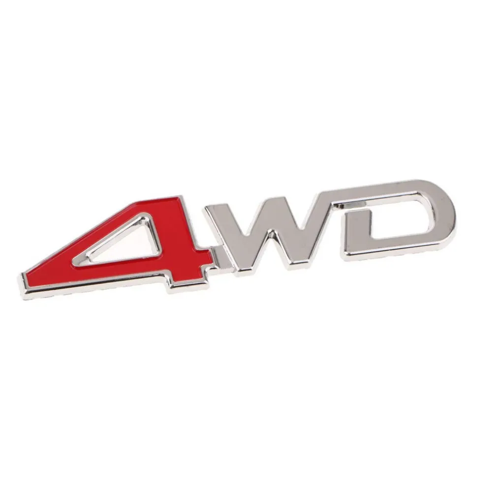 ADESIVO DECORAZIONE 3D IN METALLO CROMATO PER AUTO FIGURA STEMMA 4WD STICKER