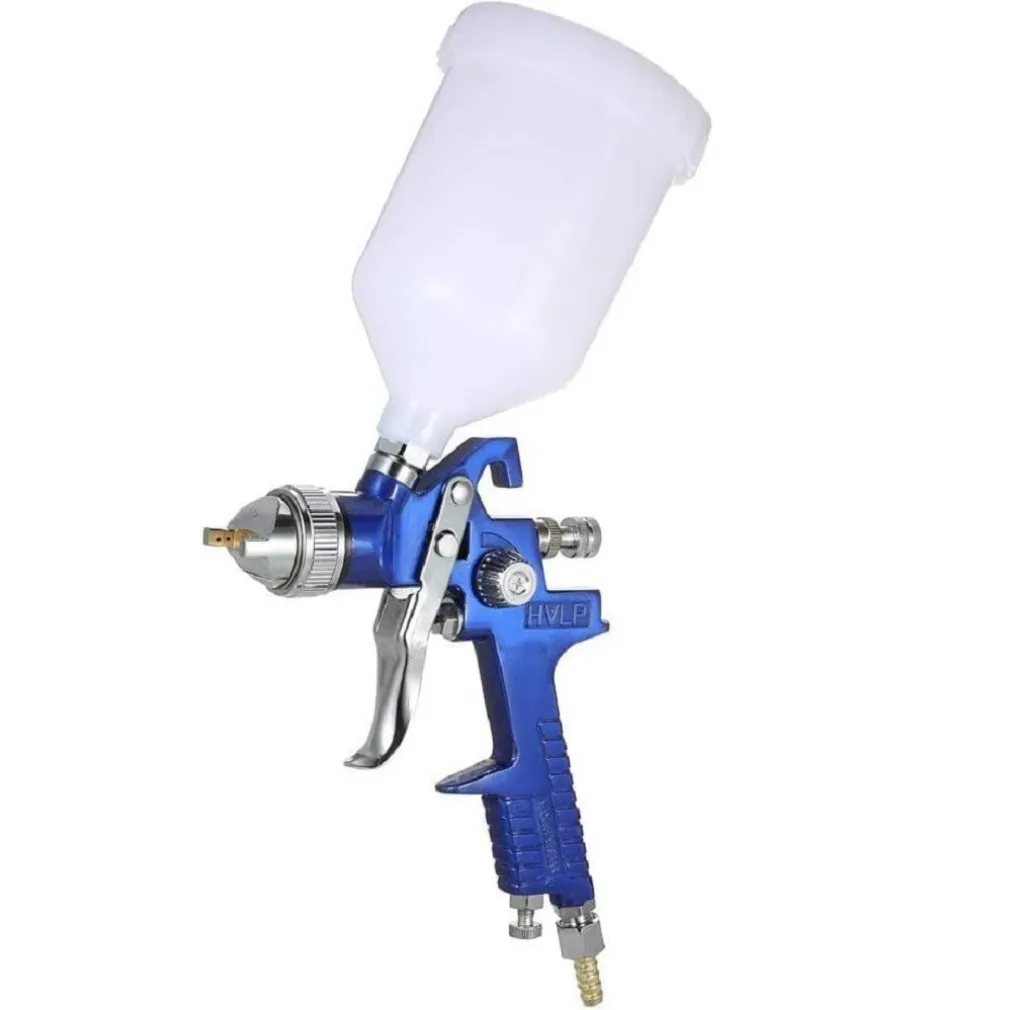 AEROGRAFO AD ARIA COMPRESSA UGELLO 1.7MM PISTOLA SPRUZZO SPRAY 600ML VERNICIARE HVLP