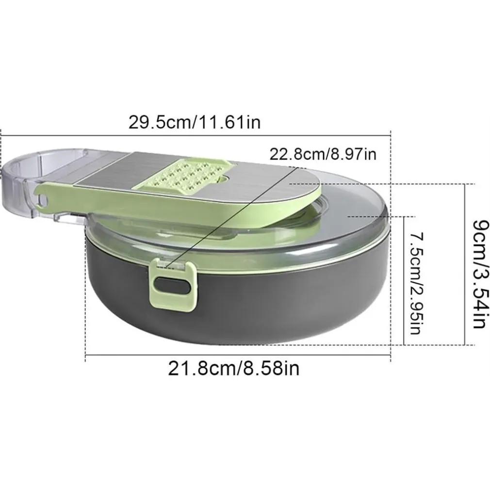 AFFETTATRICE 9IN1 TRITATUTTO PORTATILE IN ACCIAIO CON CESTELLO SCOLAPIATTI MULTIFUNZIONALE