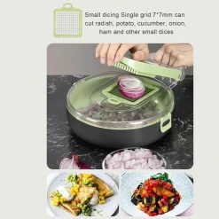 AFFETTATRICE 9IN1 TRITATUTTO PORTATILE IN ACCIAIO CON CESTELLO SCOLAPIATTI MULTIFUNZIONALE