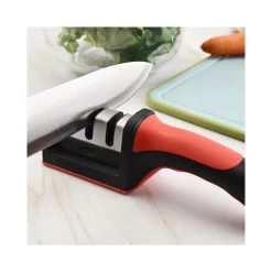 AFFILACOLTELLI IN PLASTICA E ACCIAIO INOX PER AFFILARE LAME FORBICI E COLTELLI