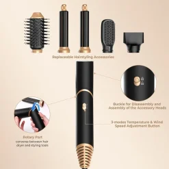 AIR STYLER 5IN1 SPAZZOLA CAPELLI AD ARIA CALDA ASCIUGACAPELLI LISCIO ONDE RICCI MULTIFUNZIONE