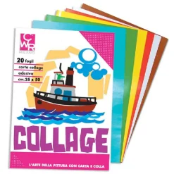 ALBUM CARTA COLLAGE ADESIVA AUTOADESIVA 20 FOGLI COLORATI 35 X 50 CM