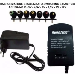 ALIMENTATORE 3A 30W TRASFORMATORE STABILIZZATO SWITCHING REGOLABILE UNIVERSALE