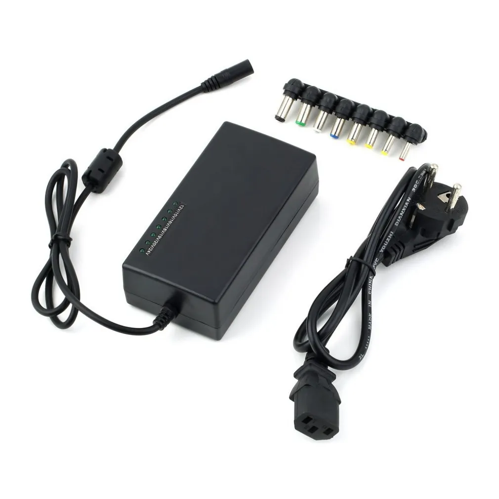 ALIMENTATORE CARICATORE UNIVERSALE PC NOTEBOOK 96 W LCD MONITOR CON 8 CONNETTORI