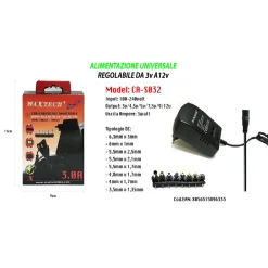 ALIMENTATORE UNIVERSALE 8 ADATTATORI SWITCH 3-12V PC NOTEBOOK FOTOCAMERA MAXTECH CA-S032