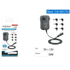 ALIMENTATORE UNIVERSALE REGOLABILE DA 3V A 12V CARICABATTERIE 30W MAXTECH CA-S017U