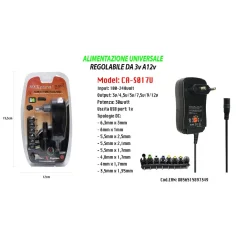 ALIMENTATORE UNIVERSALE REGOLABILE DA 3V A 12V CARICABATTERIE 30W MAXTECH CA-S017U