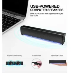 ALTOPARLANTI Q-T125 SPEAKER SOUNDBAR PER PC POTENZIAMENTO BASSI E LED ALLA BASE