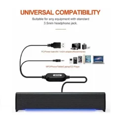 ALTOPARLANTI Q-T125 SPEAKER SOUNDBAR PER PC POTENZIAMENTO BASSI E LED ALLA BASE