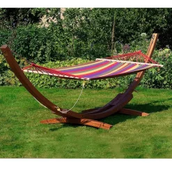 AMACA DA GIARDINO SINGOLA XL IN LEGNO COTONE RELAX CAMPEGGIO 200X120CM 2 COLORI