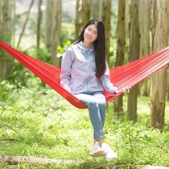 AMACA IN RETE SINGOLA PORTATILE DONDOLO PER GIARDINO CORTILE CAMPEGGIO ROSSA