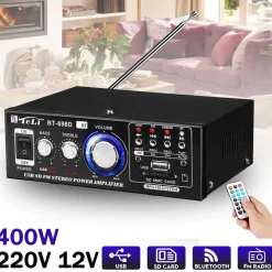 AMPLIFICATORE AUDIO BLUETOOTH 2 CANALI STEREO USB SD RADIO SPEAKER TELECOMANDO