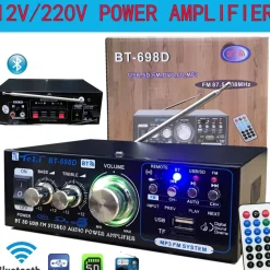 AMPLIFICATORE AUDIO BLUETOOTH 2 CANALI STEREO USB SD RADIO SPEAKER TELECOMANDO