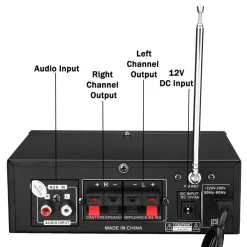 AMPLIFICATORE AUDIO BLUETOOTH 2 CANALI STEREO USB SD RADIO SPEAKER TELECOMANDO