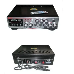 AMPLIFICATORE AUDIO STEREO DISPLAY DIGITALE 2 MICROFONI USB SD MP3 FM MA-009