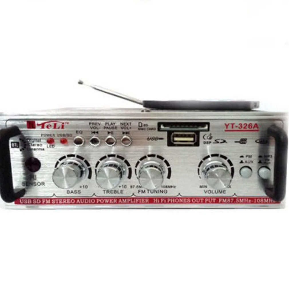 AMPLIFICATORE AUDIO STEREO YT326A MP3 USB SD CARD AUX RADIO FM TELECOMANDO 360W