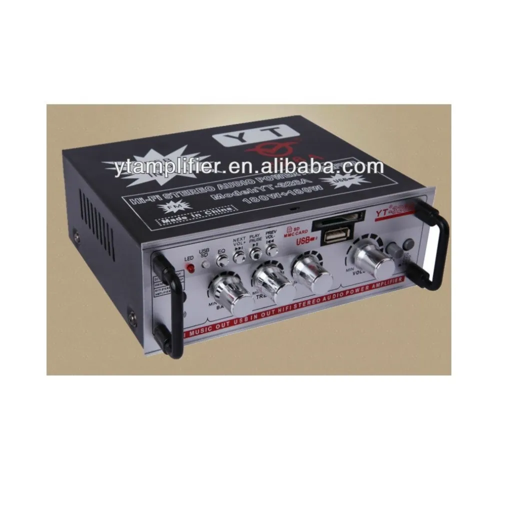AMPLIFICATORE AUDIO STEREO YT326A MP3 USB SD CARD AUX RADIO FM TELECOMANDO 360W