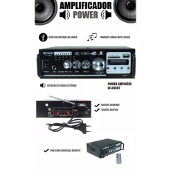 AMPLIFICATORE AUDIO STEREO 2 CANALI BLUETOOTH MICROFONO USB SD MP3 KARAOKE 806BT