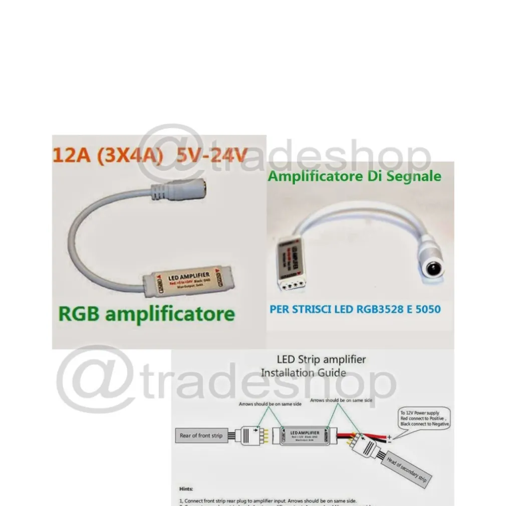 Amplificatore Di Segnale Per Striscia Led RGB 3528 5630 Strip Light 12V 3x4A