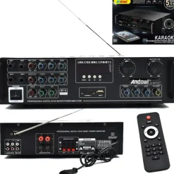 AMPLIFICATORE 300W 5.1 BLUETOOTH USB FM MP3 FUNZIONE KARAOKE TELECOMANDO Q-GF777