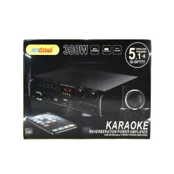 AMPLIFICATORE 300W 5.1 BLUETOOTH USB FM MP3 FUNZIONE KARAOKE TELECOMANDO Q-GF777