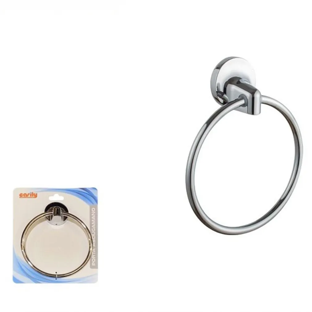 ANELLO CERCHIO PORTA ASCIUGAMANO MODERNO FISSAGGIO A PARETE ARREDO BAGNO 79807