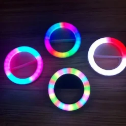 ANELLO LUMINOSO A LED PER SELFIE RGB MULTICOLORE LIGHT RING RICARICABILE