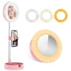 ANELLO LUMINOSO SPECCHIO LED TELESCOPICO CON SUPPORTO CELLULARE SELFIE 3 LUCI