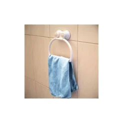 ANELLO PORTA ASCIUGAMANO ASCIUGAMANI OSPITE CON ATTACCO A VENTOSA BIANCO