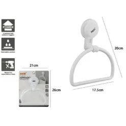 ANELLO PORTASCIUGAMANI ASCIUGAMANO ATTACCO VENTOSA BIANCO ACCESSORI BAGNO 59542