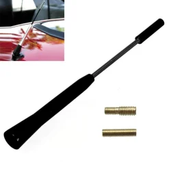 ANTENNA ALLUMINIO NERO AUTO UNIVERSALE FM ALLUNGABILE ESTERNA STELO AUTORADIO TUNING