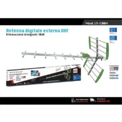ANTENNA DIGITALE ESTERNO TV UHF 30DB TELEVISORE DIGITALE TERRESTRE MAXTECH LT-C004