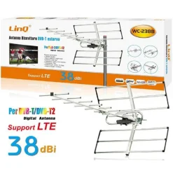 ANTENNA TV UHF DVB-T DVB-T2 DIGITALE ESTERNO AMPLIFICATA RICEVITORE 38DBI WC-238B