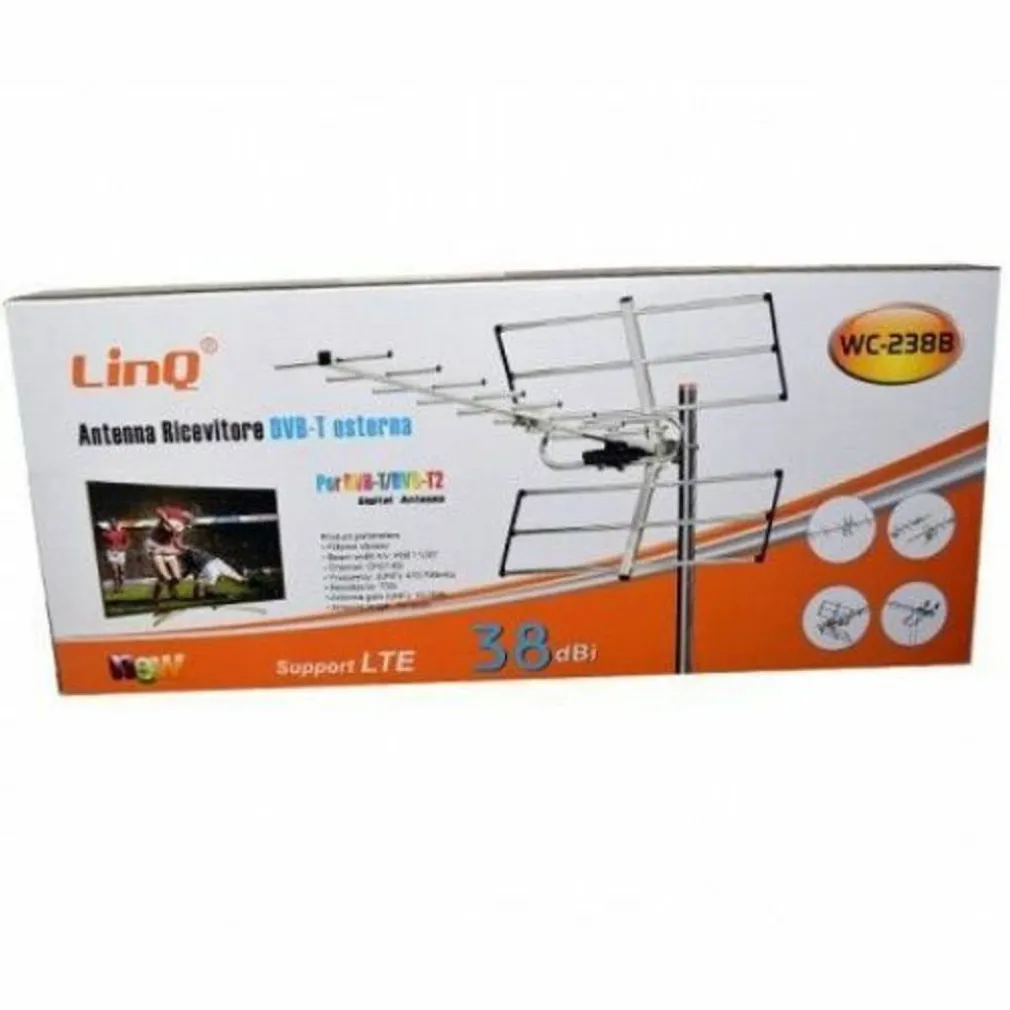 ANTENNA TV UHF DVB-T DVB-T2 DIGITALE ESTERNO AMPLIFICATA RICEVITORE 38DBI WC-238B