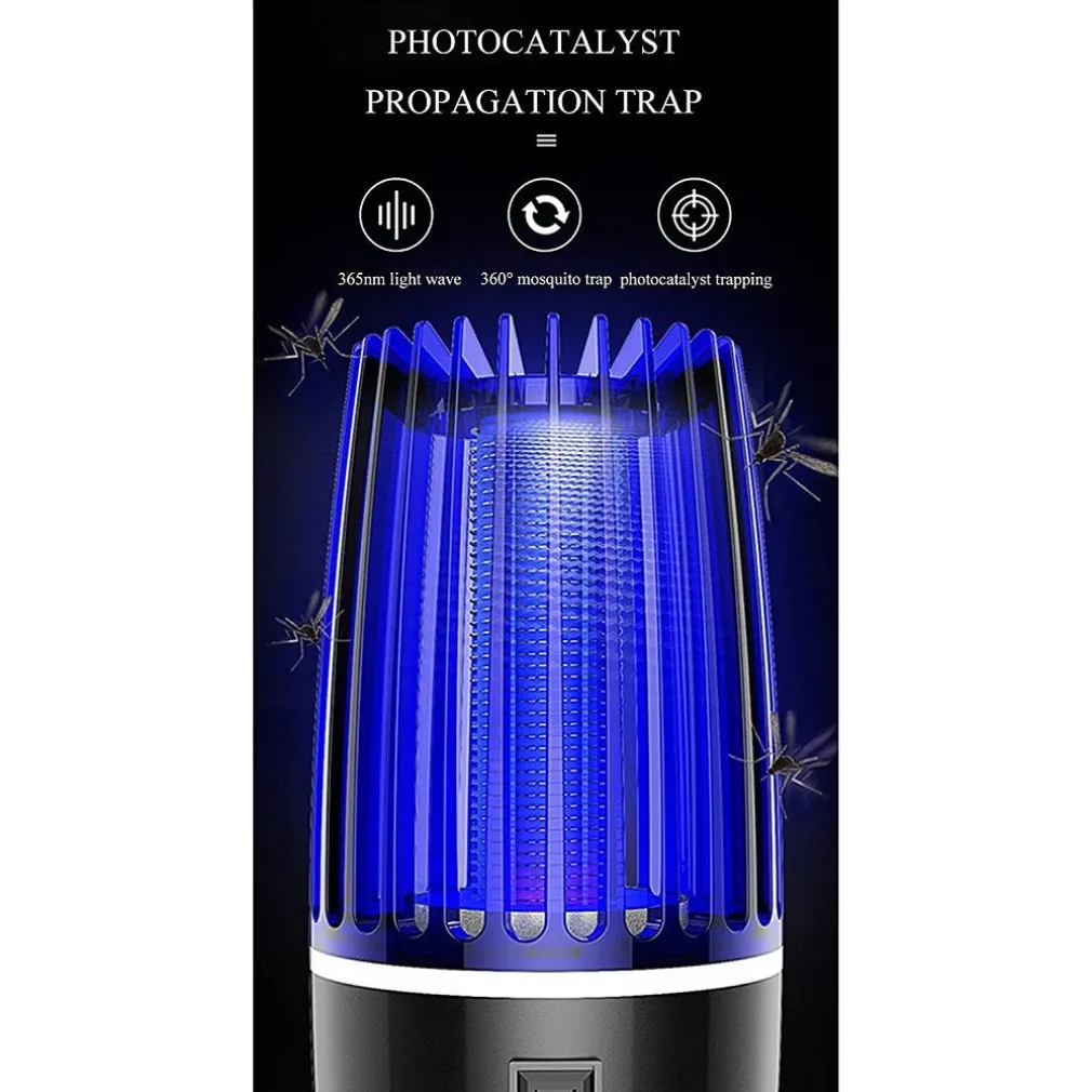 ANTIZANZARE ELETTRICA FOTOCATALITICO 360° PORTATILE LUCE VIOLA ALIMENTATORE USB