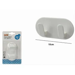 APPENDIABITI 2 GANCI POSTI DOPPIO ADESIVO PARETE CUCINA BAGNO ATTACCAPANNI 79339