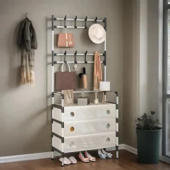 APPENDIABITI 8 GANCI SCARPIERA 4 RIPIANI ORGANIZER SCARPE ARMADIO MULTIFUNZIONE IN ACCIAIO