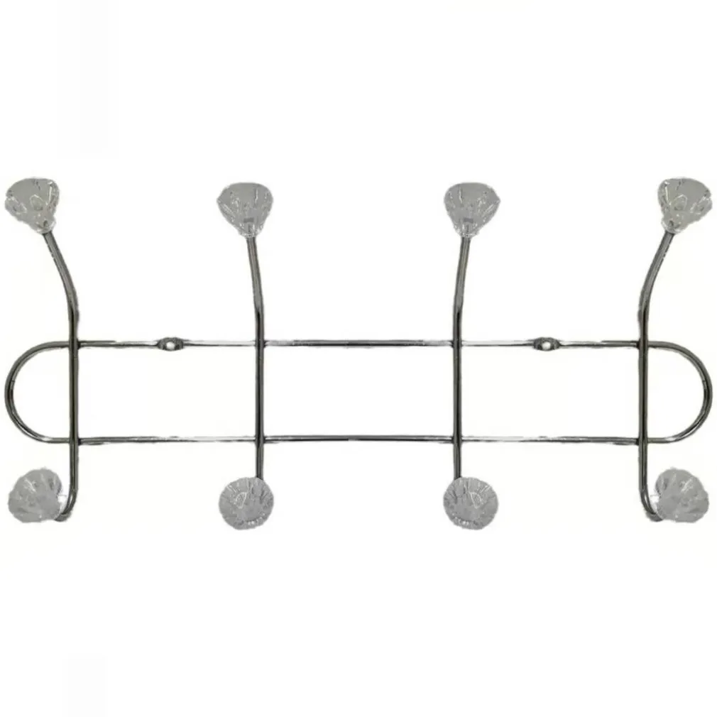 APPENDIABITI A PARETE MURO APPENDINI 8 GANCI 4+4 IN METALLO CON FIORI CRISTALLO