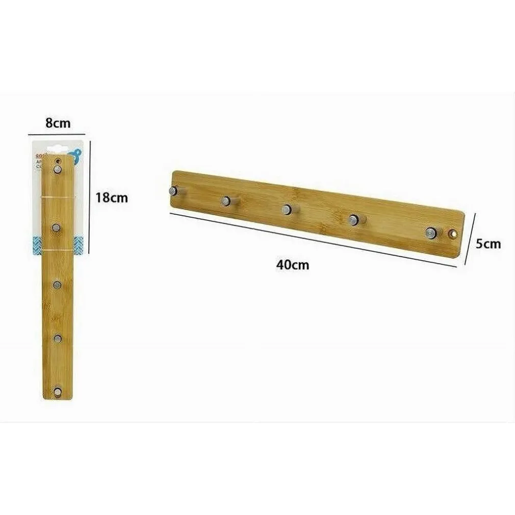 APPENDIABITI APPENDINO PARETE METALLO LEGNO 5 POSTI GANCI GIACCHE VESTITI 79548