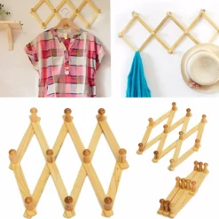 APPENDIABITI APPENDIPANNI DA PARETE LEGNO 10 POSTI A FISARMONICA ESTENSIBILE