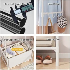 APPENDIABITI ARMADIO PORTAOGGETTI 170X105X45CM ORGANIZZATORE CON RIPIANI GANCI PER CAMERA