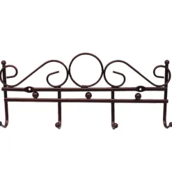 APPENDIABITI ATTACCAPANNI IN METALLO BRONZATO A PARETE 4 POSTI GANCI 30X12 CM