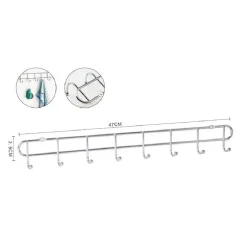APPENDIABITI ATTACCAPANNI A PARETE A 8 POSTI GANCI 47X3,5CM BAGNO CUCINA 58025
