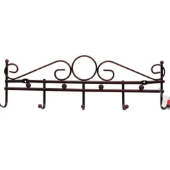APPENDIABITI ATTACCAPANNI IN METALLO BRONZATO A PARETE 5 POSTI GANCI 39X12 CM