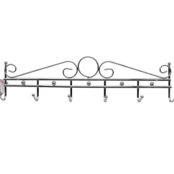 APPENDIABITI ATTACCAPANNI IN METALLO COLORE SILVER A PARETE 6 POSTI GANCI 48X12